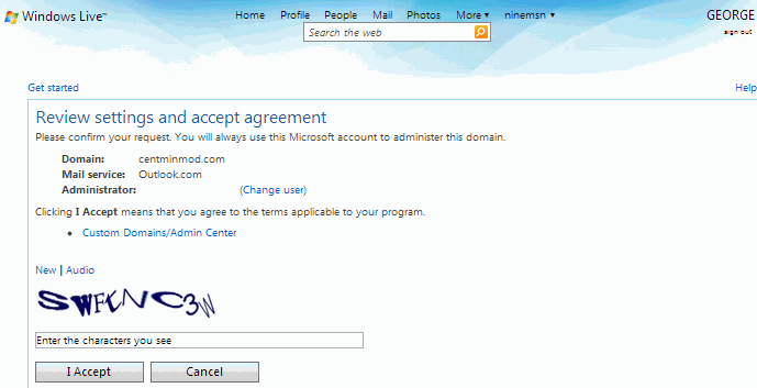 Agreement review page with service terms